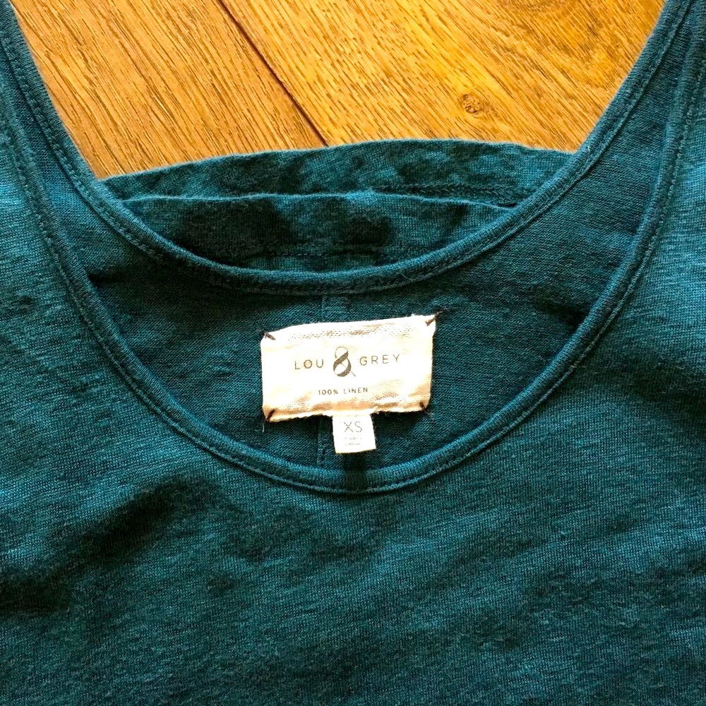 Lou & Grey green linen scoop neck tank Size XS